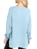Women V Neck Oversized Side Slit Batwing Sleeve Sweatshirts Long Sleeve Pullover Tops sold by Tinstree