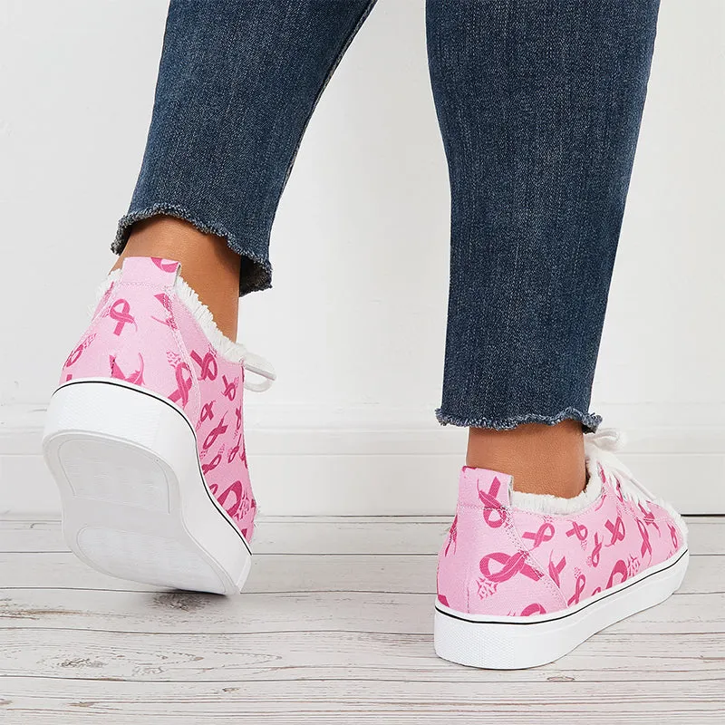 Pink Casual Canvas Shoes Lace Up Low Top Walking Shoes sold by Tinstree product image thumbnail 5