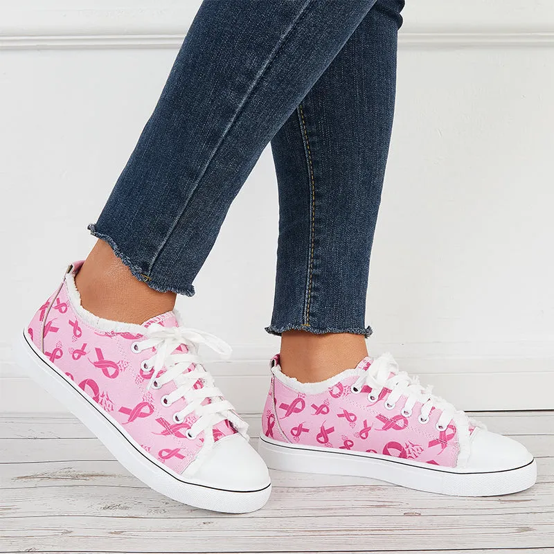 Pink Casual Canvas Shoes Lace Up Low Top Walking Shoes sold by Tinstree product image thumbnail 4