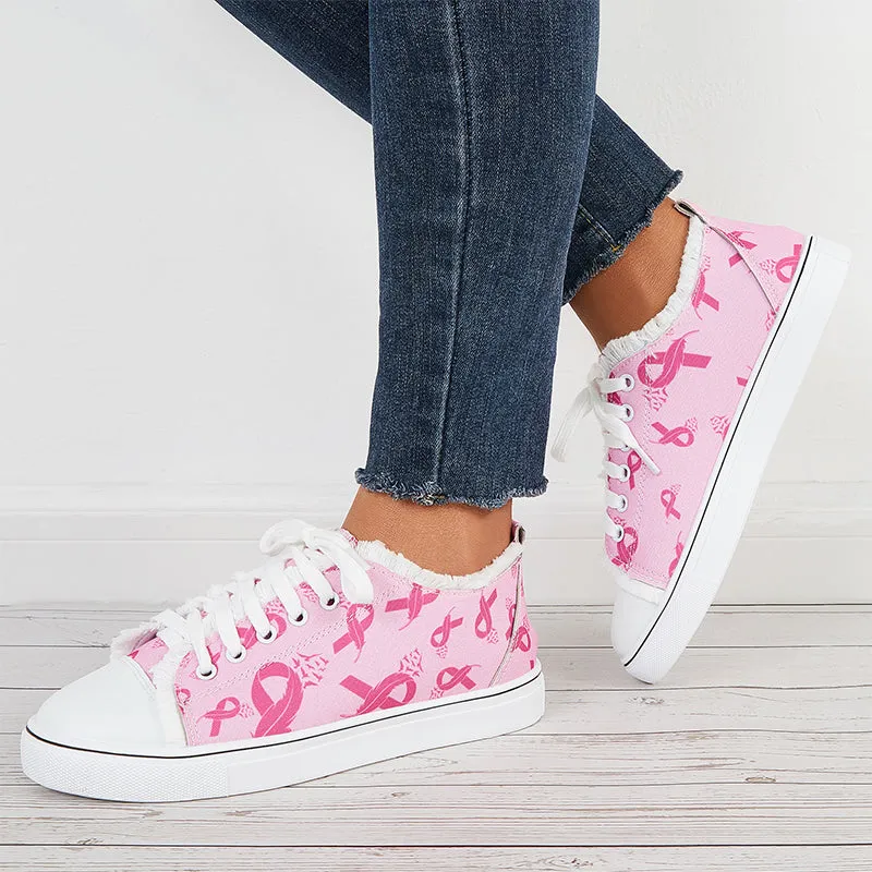 Pink Casual Canvas Shoes Lace Up Low Top Walking Shoes sold by Tinstree product image thumbnail 2
