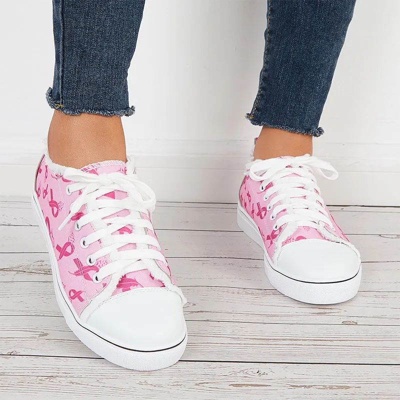 Pink Casual Canvas Shoes Lace Up Low Top Walking Shoes sold by Tinstree product image thumbnail 3