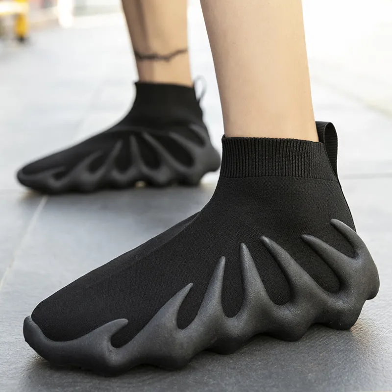 Unisex High Top Sock Shoes Breathable Knit Running Sneakers sold by Tinstree