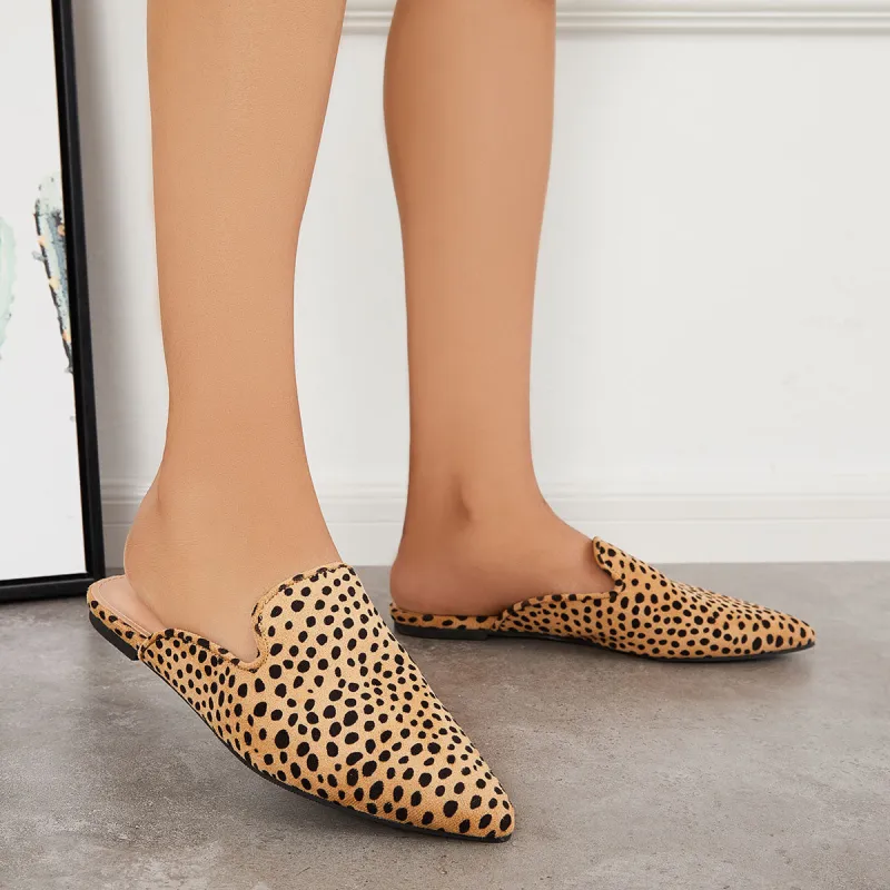 Pointed Toe Cutout Slip on Backless Mules Flat Slide Loafers sold by Tinstree