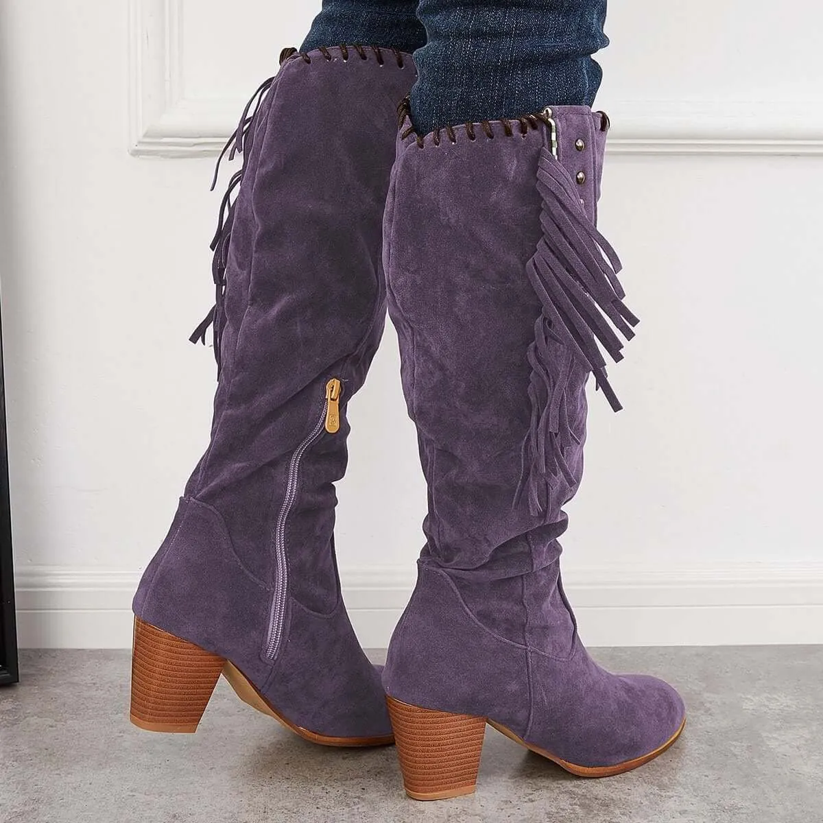 Western Cowboy Riding Boots Knee High Chunky Heel Boots sold by Tinstree product image thumbnail 4