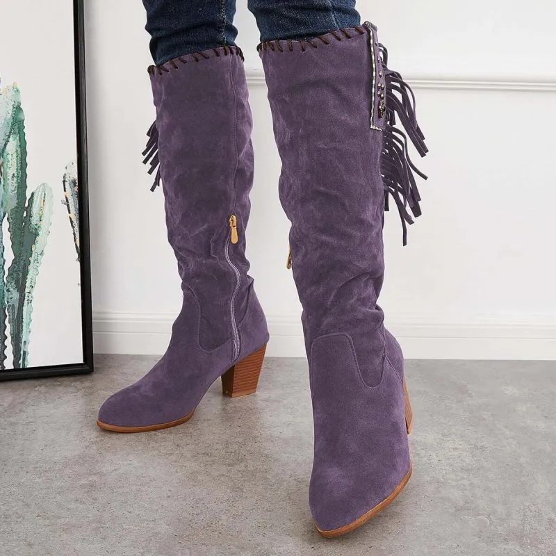 Western Cowboy Riding Boots Knee High Chunky Heel Boots sold by Tinstree