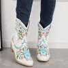 Retro Western Embroidery Ankle Cowgirl Boots Pull on Short Booties sold by Tinstree