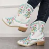 Retro Western Embroidery Ankle Cowgirl Boots Pull on Short Booties sold by Tinstree