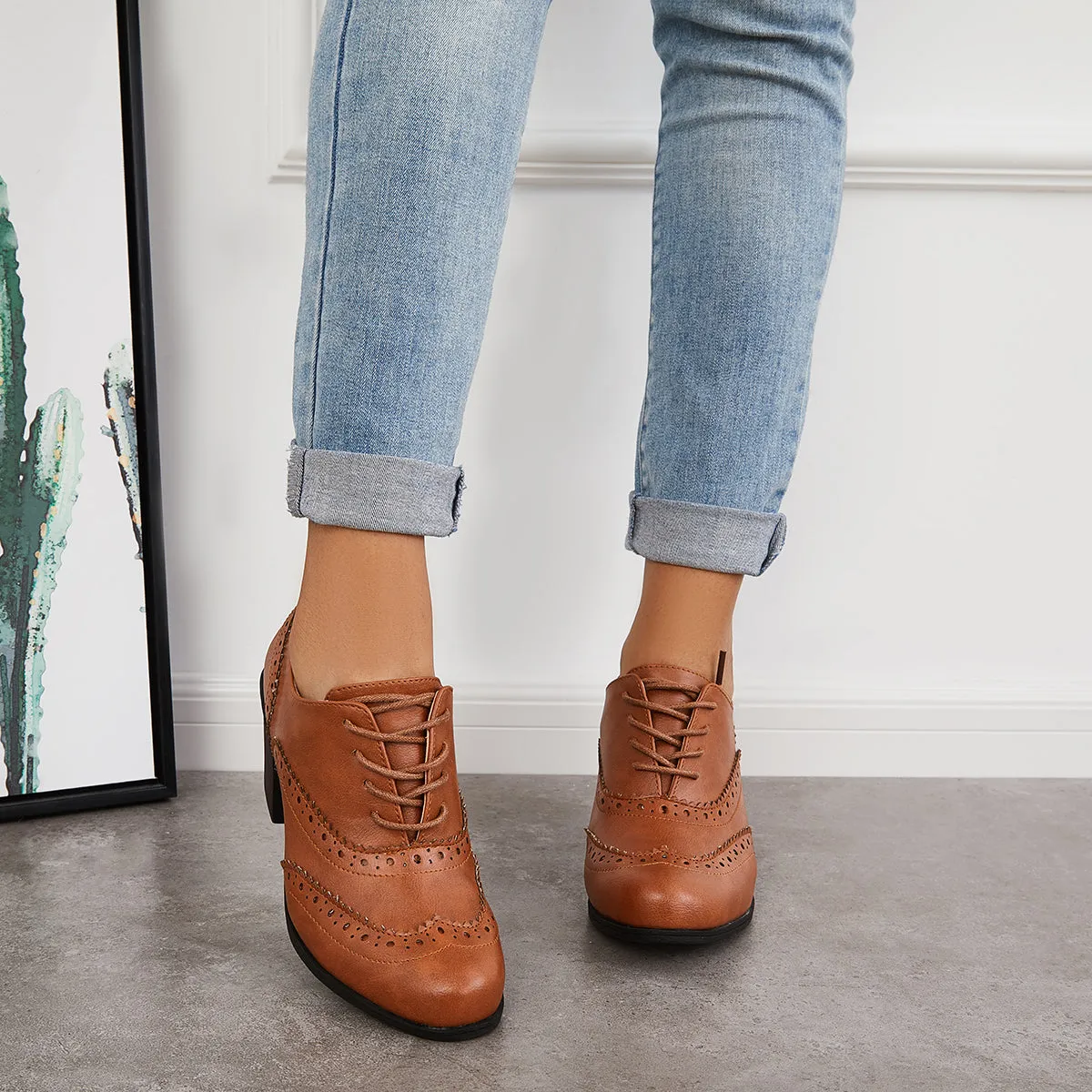 Vintage Oxfords Wingtip Block Heels Lace up Pumps sold by Tinstree product image thumbnail 4