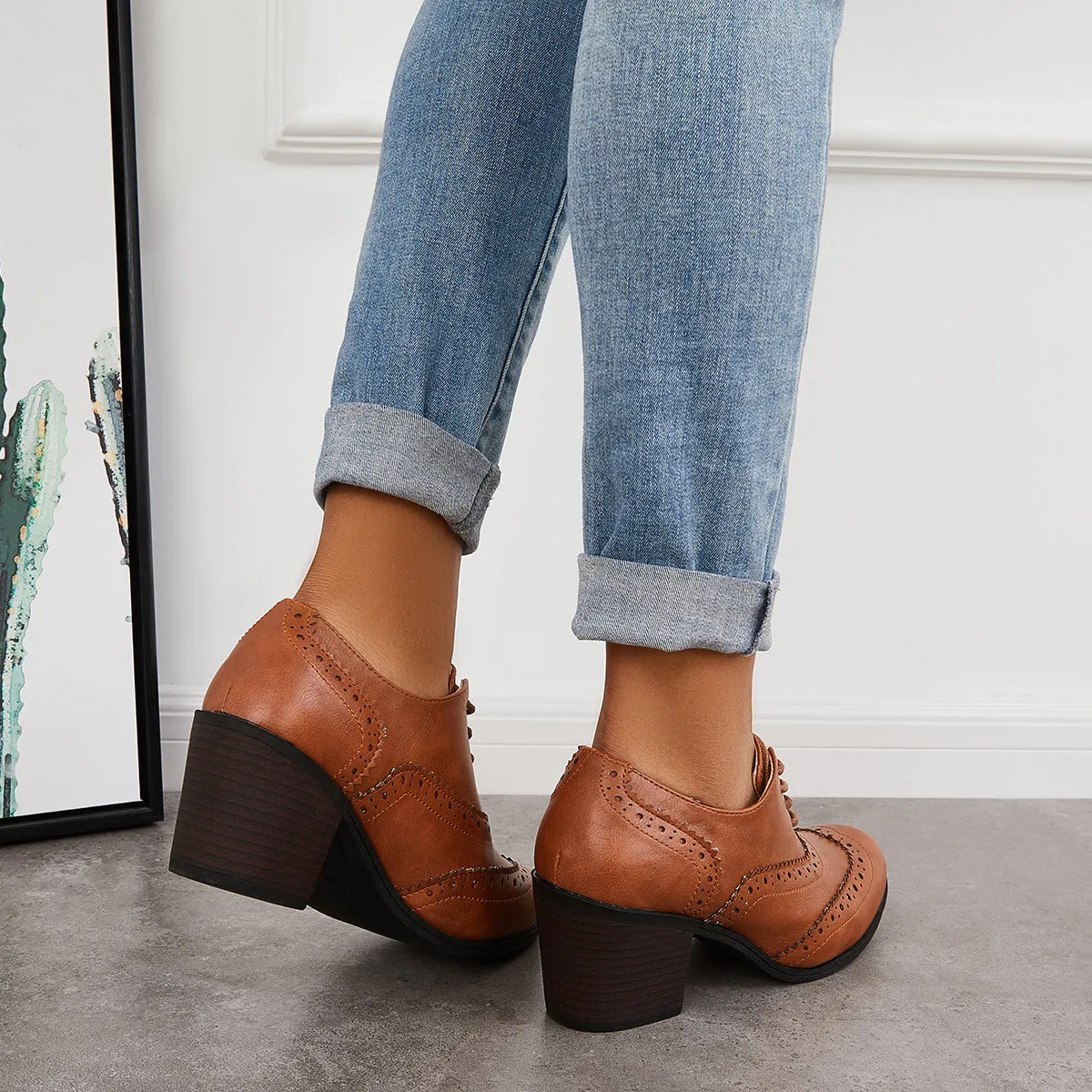 Vintage Oxfords Wingtip Block Heels Lace up Pumps sold by Tinstree product image thumbnail 5