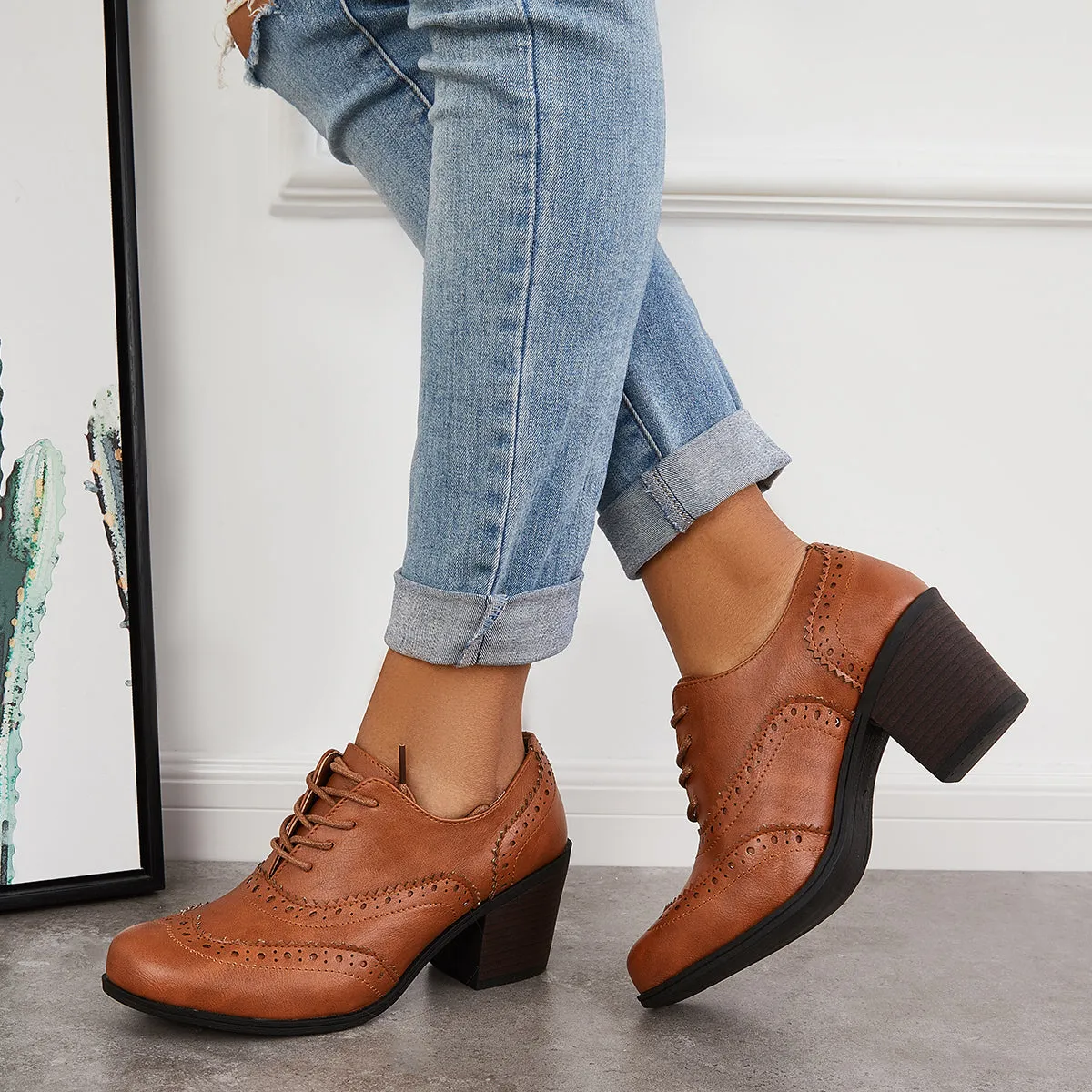 Vintage Oxfords Wingtip Block Heels Lace up Pumps sold by Tinstree product image thumbnail 3