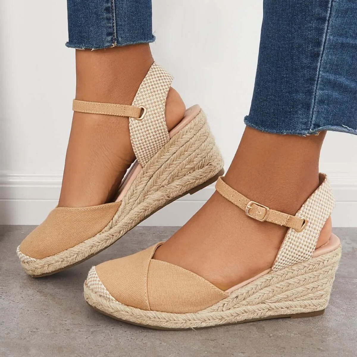 Closed Toe Espadrilles Wedge Ankle Strap Sandals sold by Tinstree