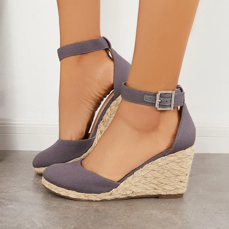Platform Espadrille Wedge Sandals Ankle Strap Buckle Pumps sold by Tinstree