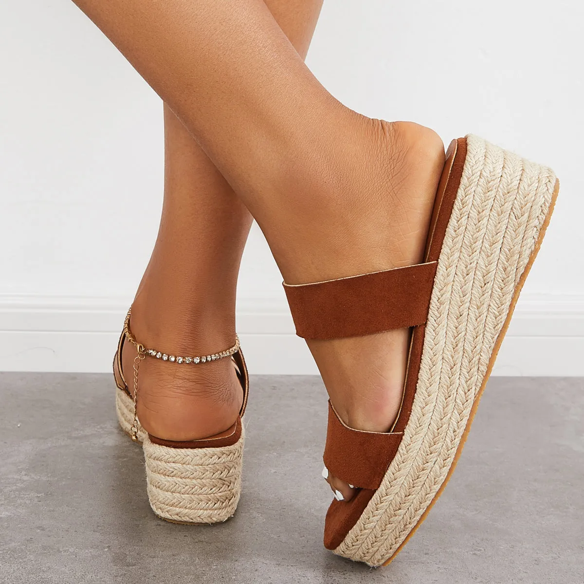 Open Toe Espadrille Wedges Platform Heel Slip on Sandals sold by Tinstree product image thumbnail 4