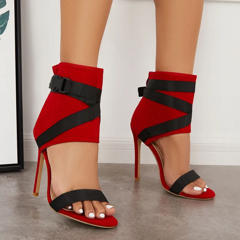 Pointed Toe Stiletto High Heels Back Zipper Dress Sandals sold by Tinstree