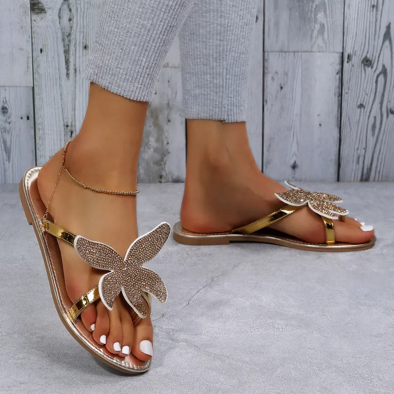 Shiny Starfish Slide Sandals Flat Flip Flops Slippers sold by Tinstree