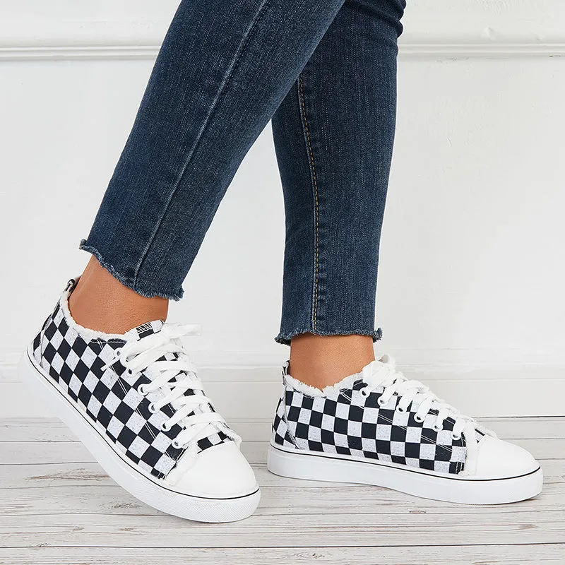 Plaid Canvas Casual Shoes Low Top Flat Sneakers Walking Shoes sold by Tinstree product image thumbnail 4