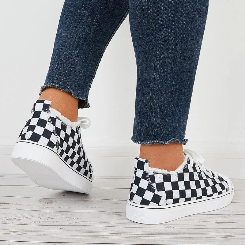 Plaid Canvas Casual Shoes Low Top Flat Sneakers Walking Shoes sold by Tinstree product image thumbnail 5