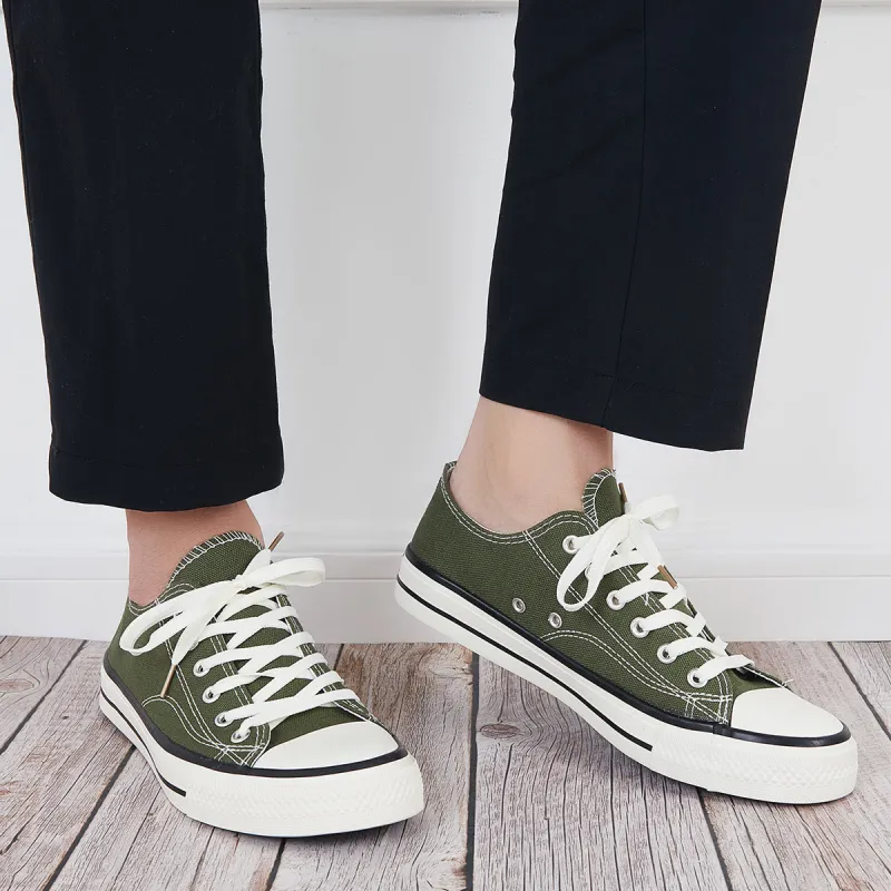 Men's and Women's Lace Up Canvas Sneakers Flat Walking Shoes sold by Tinstree