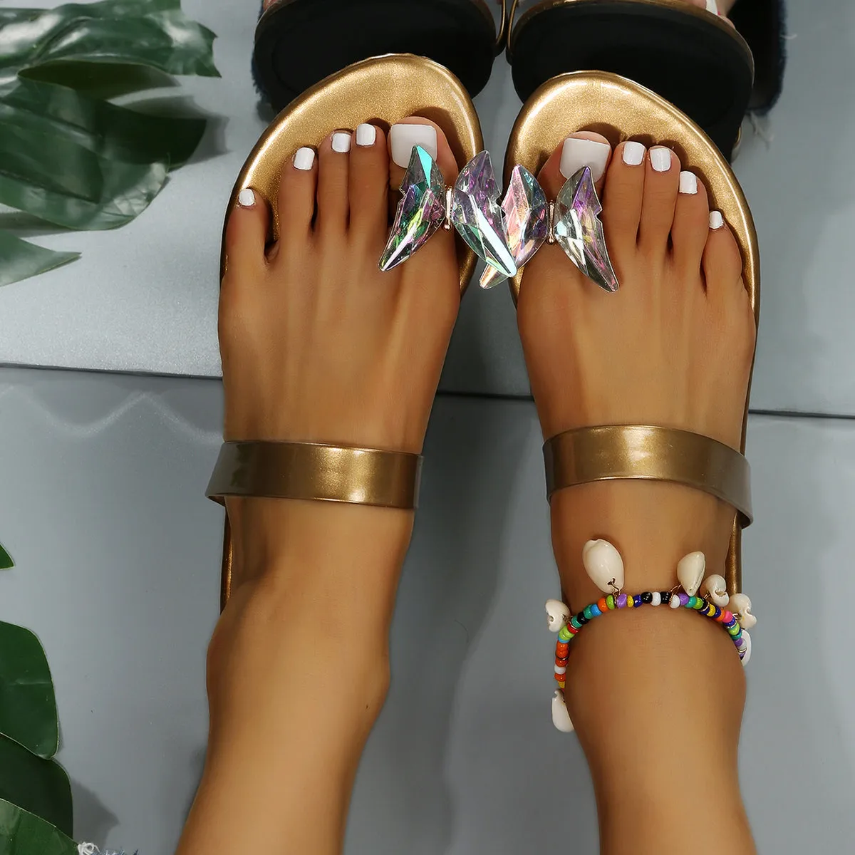 Butterfly Toe Ring Slip on Flat Slippers Slide Sandals sold by Tinstree product image thumbnail 3