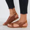 Elastic Strap Toe Ring Flats Cutout Toe Loop Band Slide Sandals sold by Tinstree