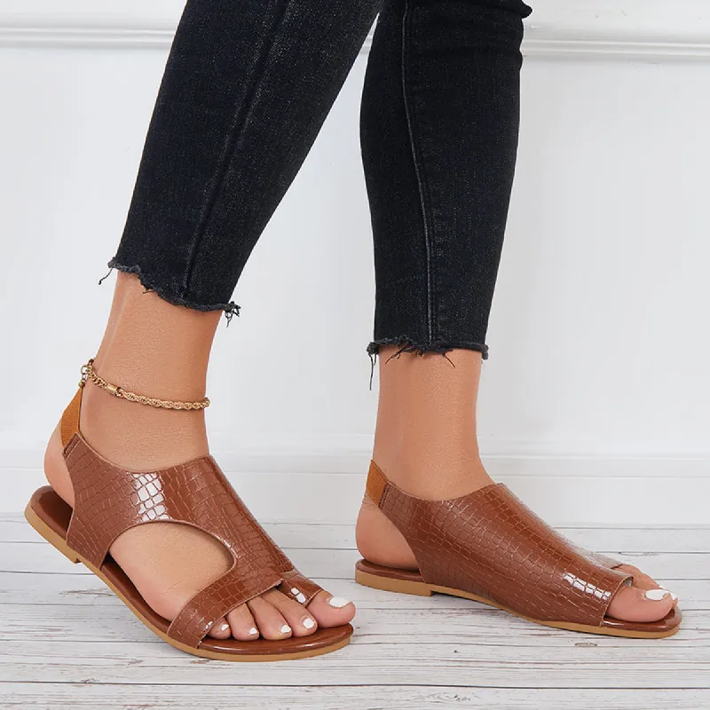 Elastic Strap Toe Ring Flats Cutout Toe Loop Band Slide Sandals sold by Tinstree