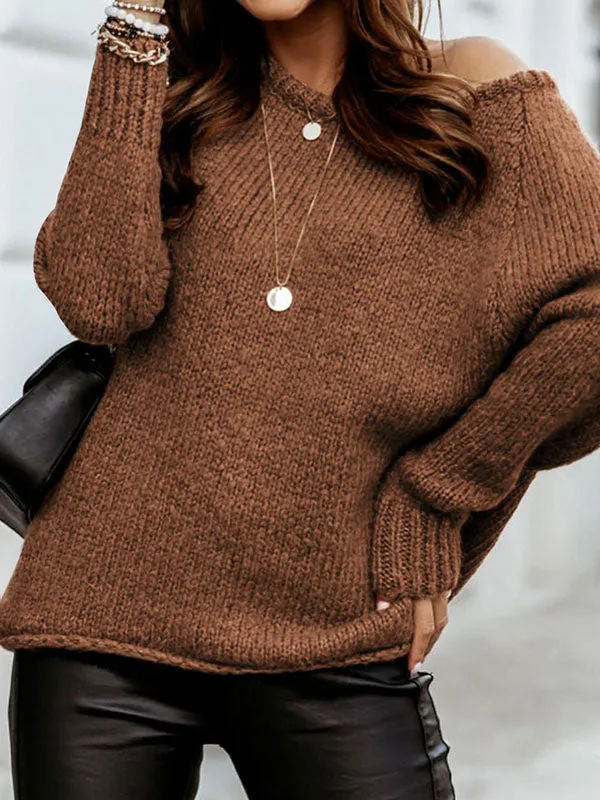 Women Casual Long Sleeve Sweaters Crewneck Ribbed Knit Pullover Loose Fit Jumper sold by Tinstree