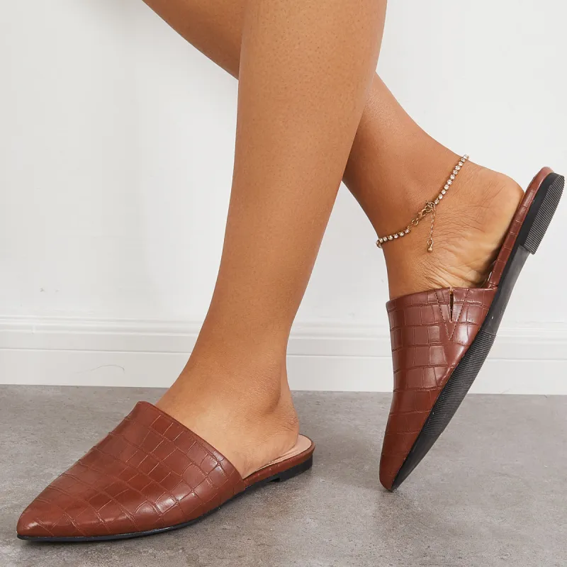 Slip on Backless Mules Pointed Toe Flat Slide Loafers sold by Tinstree