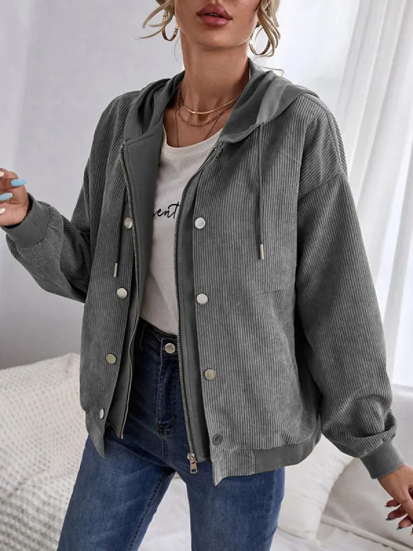 Women Hooded Jacket Casual Drawstring Clothes Zip Up Hoodies Top sold by Tinstree