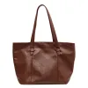 Large Capacity Tote Bag Casual Solid Shoulder Bag Elegant Zipper Handbag sold by Tinstree