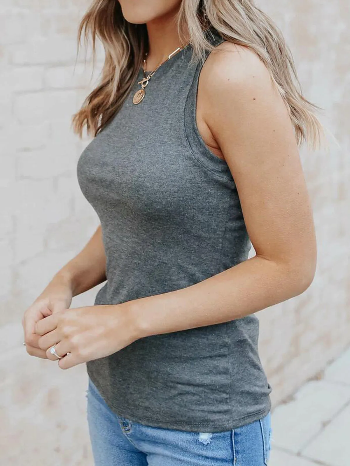 Women's Crewneck Tank Tops Summer Sleeveless Fitted Shirts sold by Tinstree product image thumbnail 2