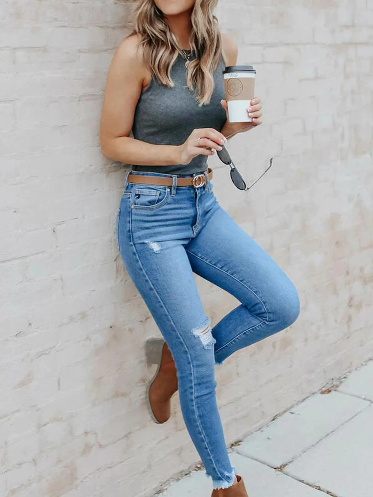 Women's Crewneck Tank Tops Summer Sleeveless Fitted Shirts sold by Tinstree product image thumbnail 4