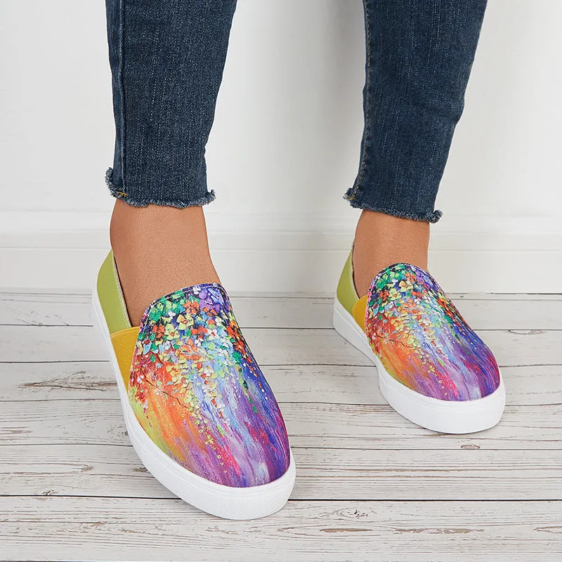 Floral Printed Canvas Loafers Slip on Flatform Walking Shoes sold by Tinstree product image thumbnail 3