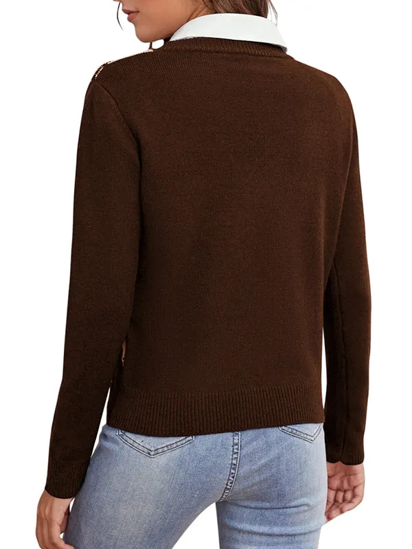 Women Argyle Plaid Sweater Pullover Long Sleeve Autumn Sweater Top sold by Tinstree product image thumbnail 4