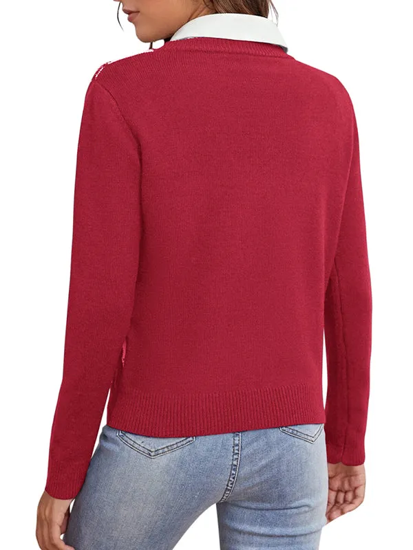 Women Argyle Plaid Sweater Pullover Long Sleeve Autumn Sweater Top sold by Tinstree product image thumbnail 2