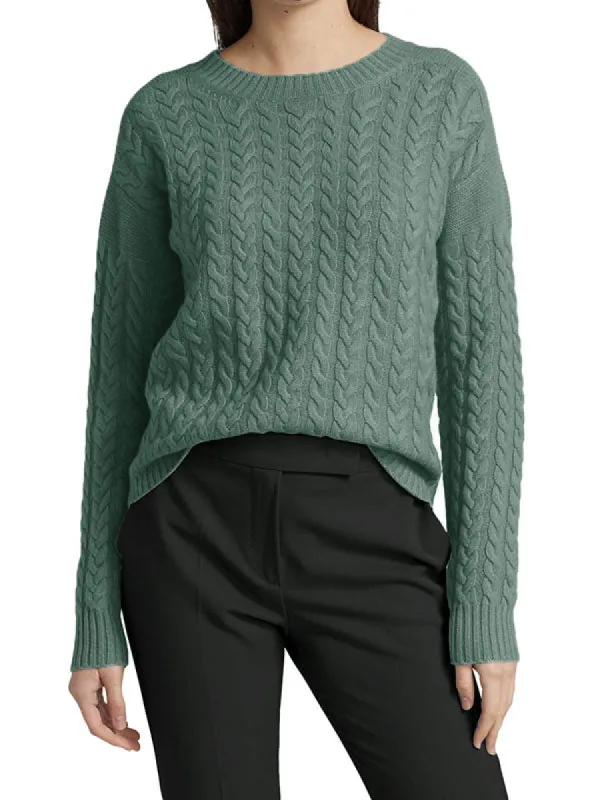 Women Crewneck Sweaters Casual Long Sleeve Pullover Cable Knit Sweater Tops sold by Tinstree