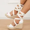 Summer Lace Up Espadrille Heel Platform Wedge Sandals sold by Tinstree
