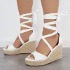 Summer Lace Up Espadrille Heel Platform Wedge Sandals sold by Tinstree