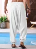 Runcati Men's Cotton Harem Pants Baggy Hippie Casual Linen Yoga Pants Beach Low Crotch Trouser sold by Tinstree