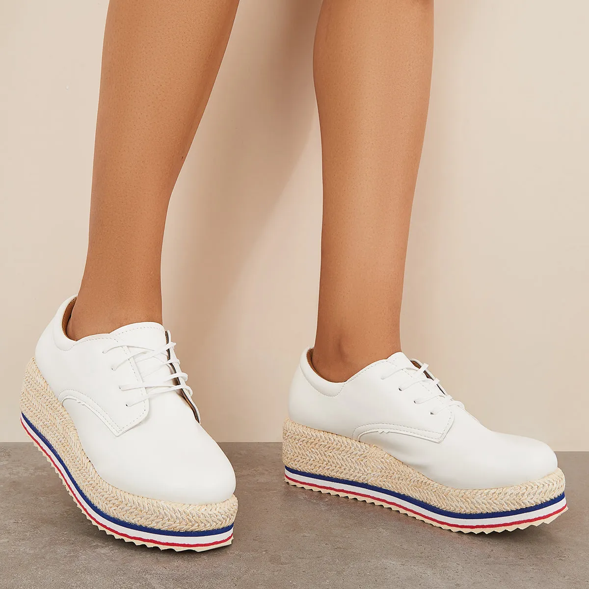 Lace Up Platform Espadrille Wedge Loafers Walking Shoes sold by Tinstree product image thumbnail 2