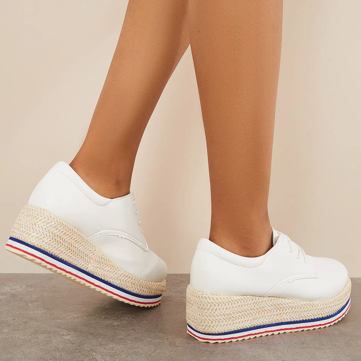 Lace Up Platform Espadrille Wedge Loafers Walking Shoes sold by Tinstree product image thumbnail 4
