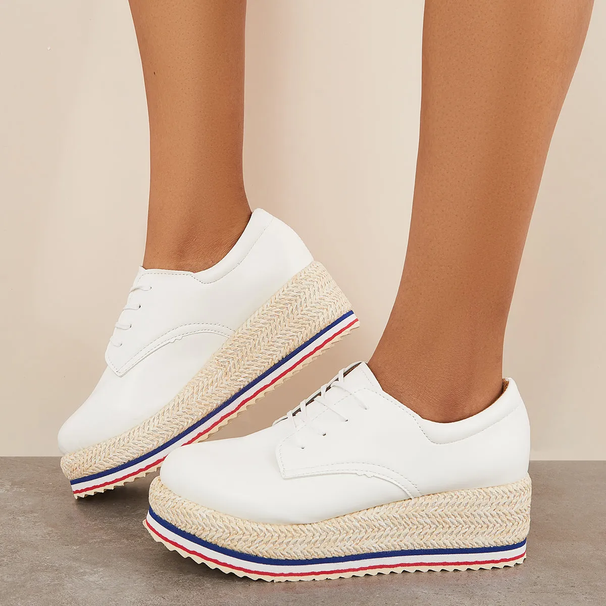 Lace Up Platform Espadrille Wedge Loafers Walking Shoes sold by Tinstree product image thumbnail 3