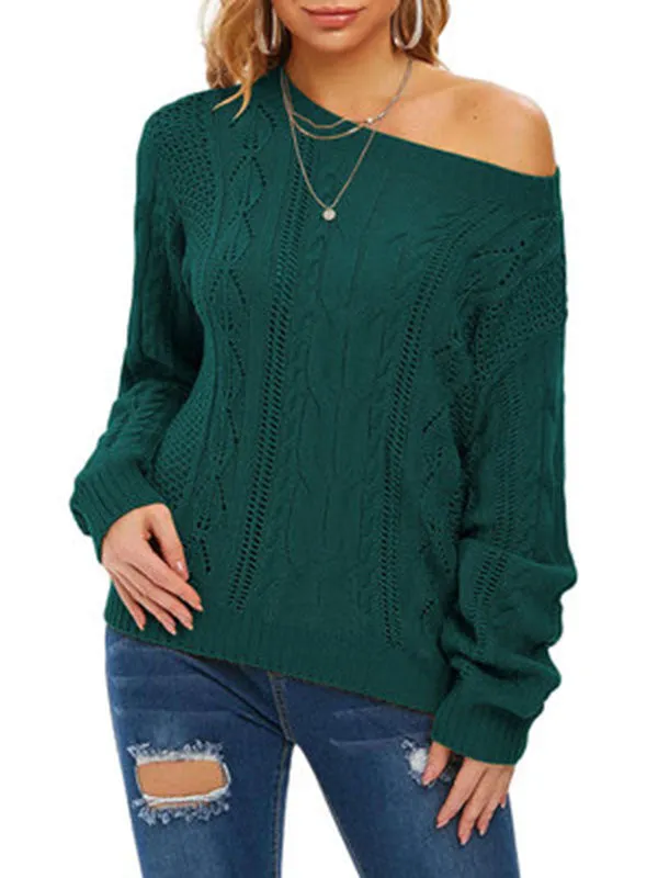 Women Crochet Hollow Out Crewneck Long Sleeve Knit Sweaters Pullover Jumper Tops sold by Tinstree product image thumbnail 4