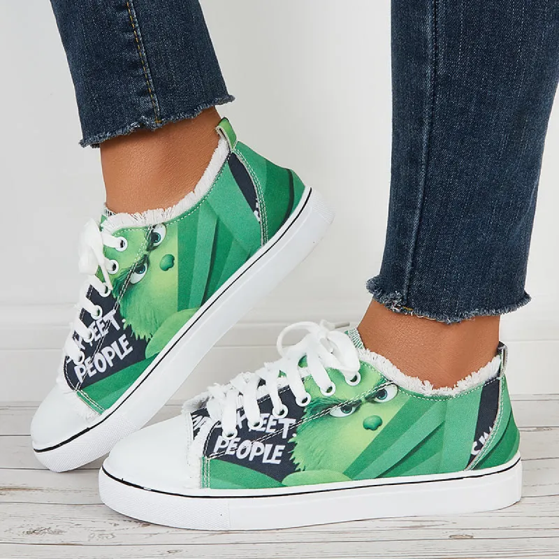 Women Lace Up Canvas Casual Shoes Flat Walking Shoes sold by Tinstree
