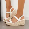 Braided Ankle Strap Platform Espadrille Wedges Dress Sandals sold by Tinstree