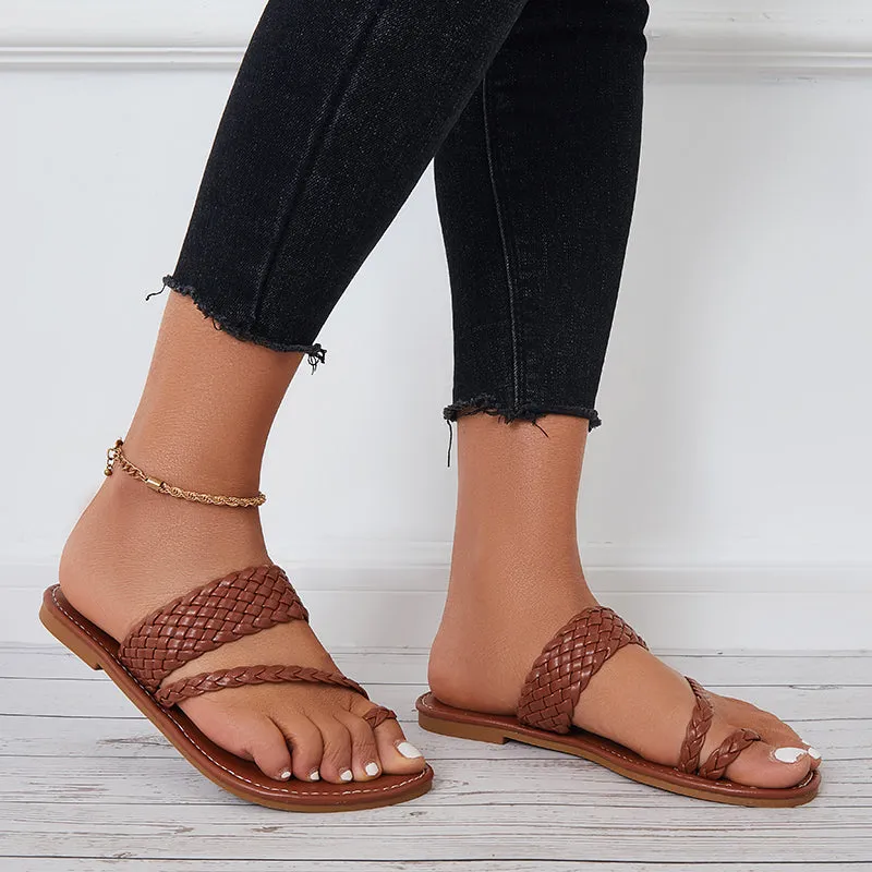 Braided Flat Sandals Wide Toe Loop Slide Beach Slippers sold by Tinstree product image thumbnail 3