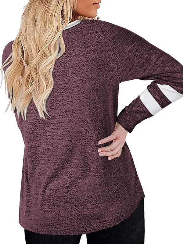 Women Plus Size Tunic Tops Casual V Neck Long Striped Sleeve T-Shirt sold by Tinstree product image thumbnail 4