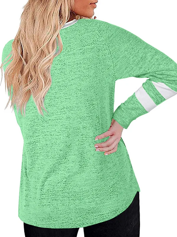 Women Plus Size Tunic Tops Casual V Neck Long Striped Sleeve T-Shirt sold by Tinstree product image thumbnail 2