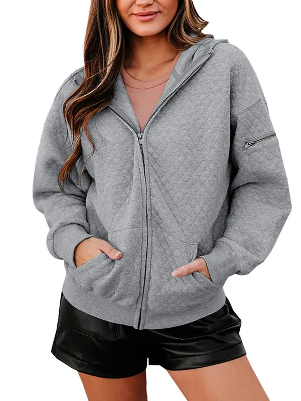 Women Hoodie Full Zip Up Long Sleeve Sweatshirts Pockets Jacket Coat sold by Tinstree product image thumbnail 3