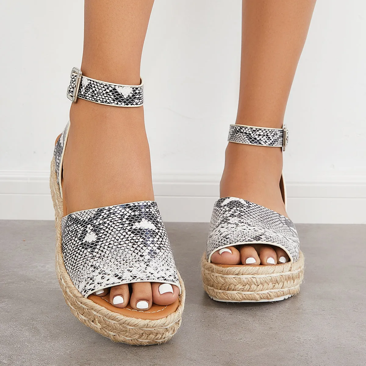 Peep Toe Espadrille Platform Wedges Ankle Strap Sandals sold by Tinstree product image thumbnail 3