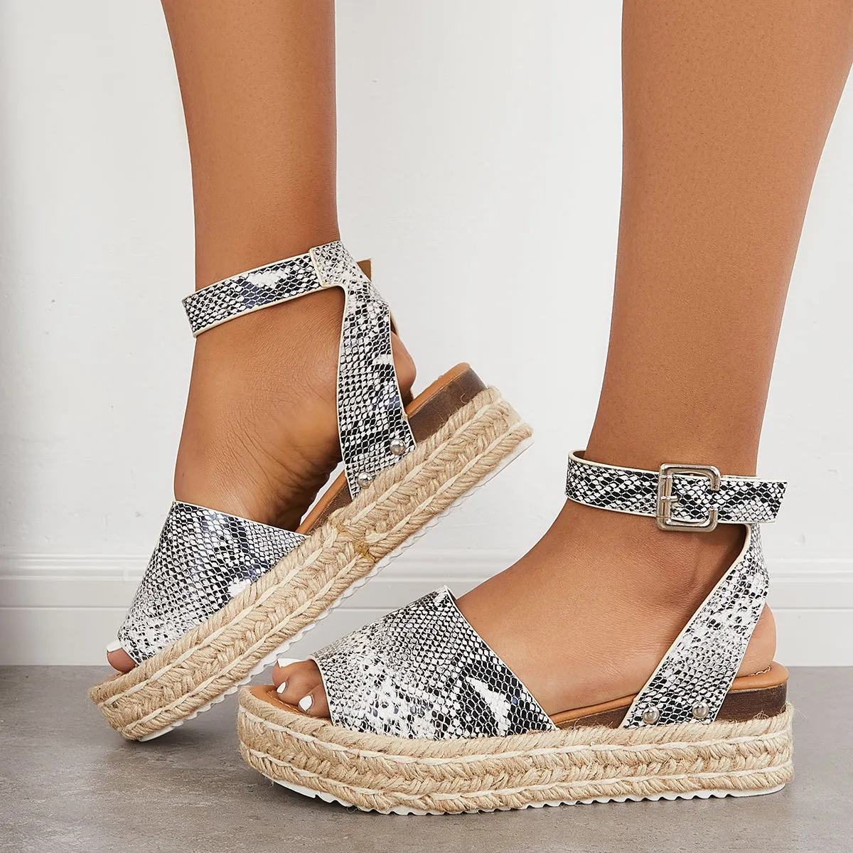 Peep Toe Espadrille Platform Wedges Ankle Strap Sandals sold by Tinstree product image thumbnail 2